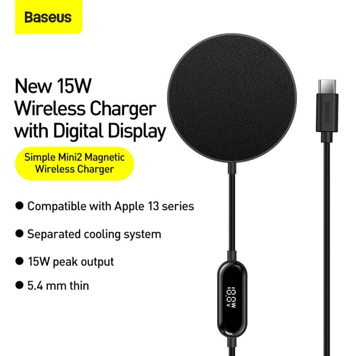 Baseus Simple Mini2 Magnetic Wireless Charger 15W (CCJJ010001)