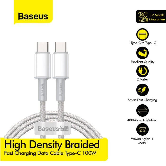 Baseus High Density Braided Kabel Charger Type C to C 2M - CATGD-A