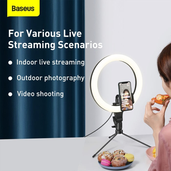 Baseus Live Stream Phone Holder Table Stand w/ Ring Light - CRZB