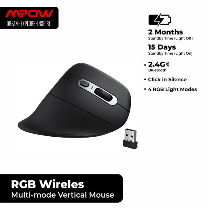 MPOW - VictSing RGB Rechargeable Ergonomic Mouse - VTPC324