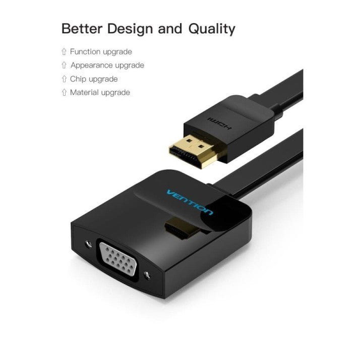 Vention Flat HDMI to VGA Converter with Female Micro USB and Audio Port 0.15M - 74346