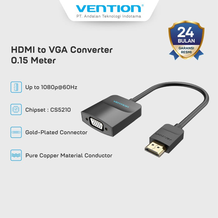 Vention HDMI to VGA Converter Adapter For Monitor dan Proyektor 0.15M - 42154