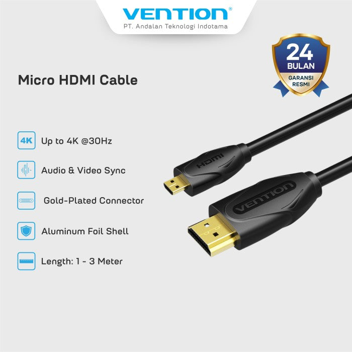 Vention Kabel HDMI Cable to Micro HDMI 4K 30Hz 1M 2M 3M - VAA-D03