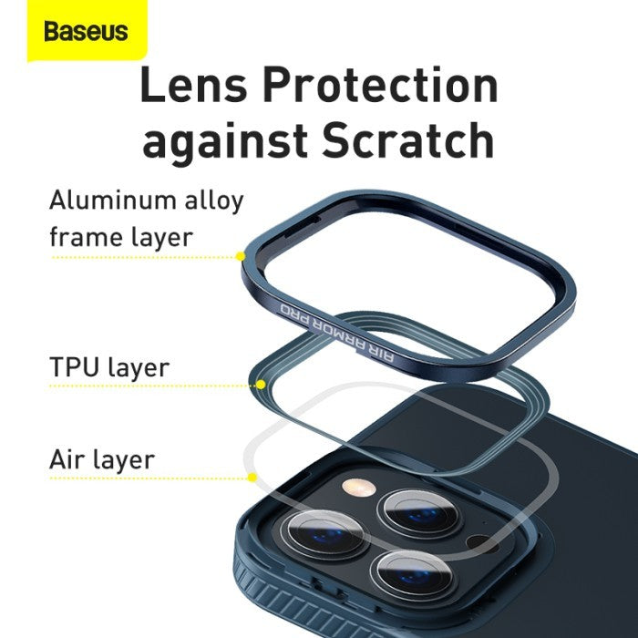 Baseus Crystal Phone Case Hard Case for iPhone 13 Pro with TPU Frame - Biru