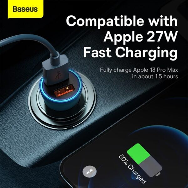 Baseus Golden Contactor Max Dual Fast Car Charger U+U 60W - CGJM