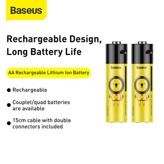 Baterai Baseus AA Rechargeable Li-ion - Battery Alkaline - PCWH