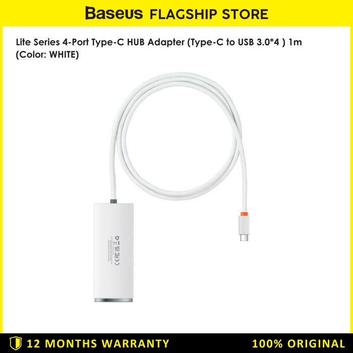 Baseus Hub Adapter Lite Series 1M 4-Port Type C to USB 3.0 - WKQX03