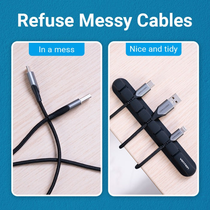 Vention Kabel Manager Organizer Cable Clips Holder For Dekstop 5 Line Ports - KBR