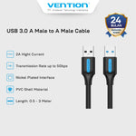 Vention Kabel Data USB 3.0 A Male to A Male 2A 5Gbps Extension Cable 1M 2M 3M - CON