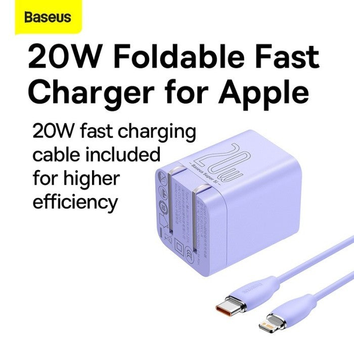 BUNDLING - Baseus Super Si Pro Quick Charger 1C 20W + Kabel C to iP CN