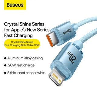 BASEUS Kabel Crystal Shine Fast Charging Data Type-C to iP 20W-CAJY001
