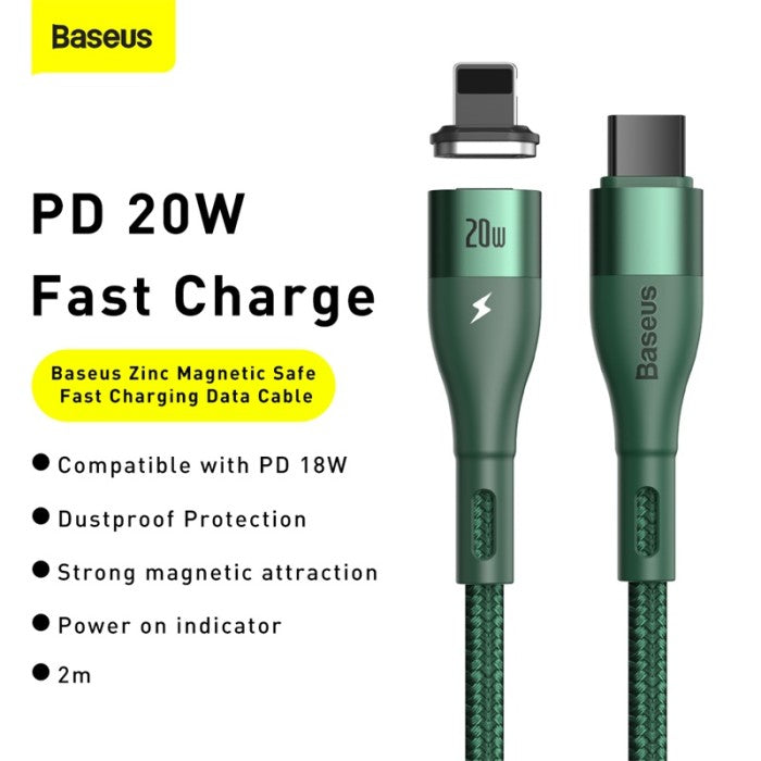BASEUS Zinc Magnetic Safe Fast Charging Cable C to IP 2m 20W CATLXC-A