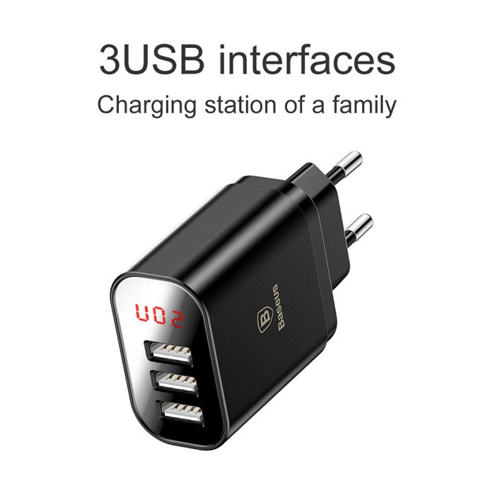 BASEUS Mirror Lake Intelligent 3USB Charger 3.4A CCALL-BH