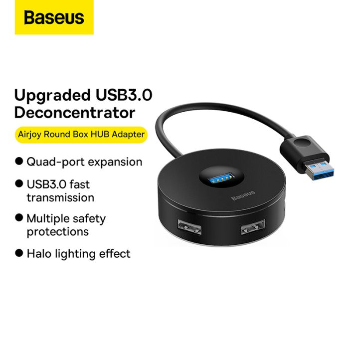 Baseus Round Box HUB Adapter (USB 3.0 to USB 3.0*1+USB2.0*3) - CAHUB-F