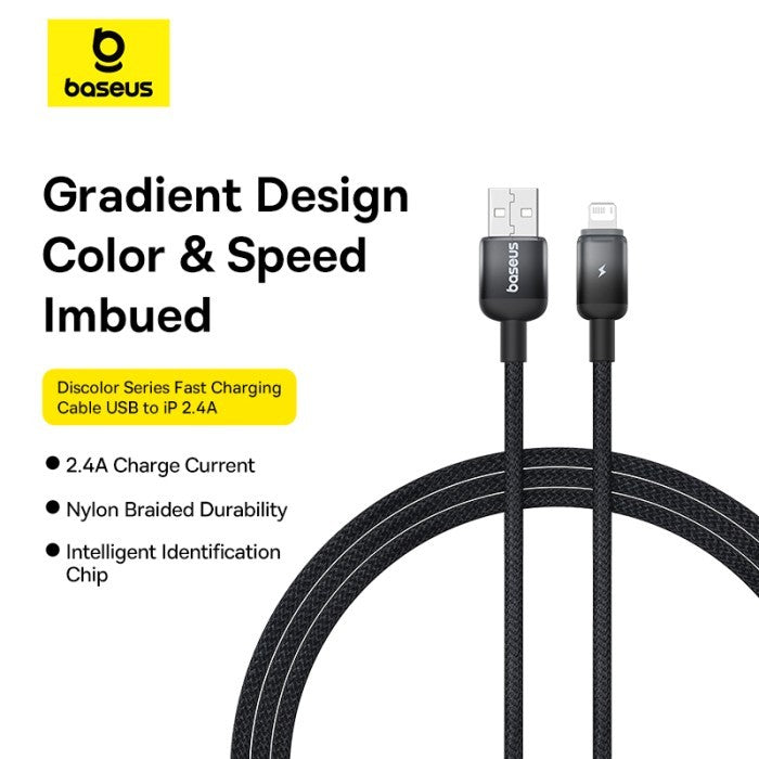 Baseus Discolor Series Kabel Charger 2.4A USB to Lightning 20W