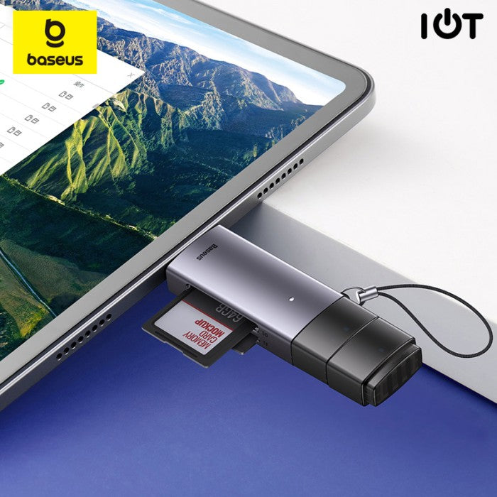 Baseus Lite Series USB-A & Type-C  to SD/TF Card Reader  Grey