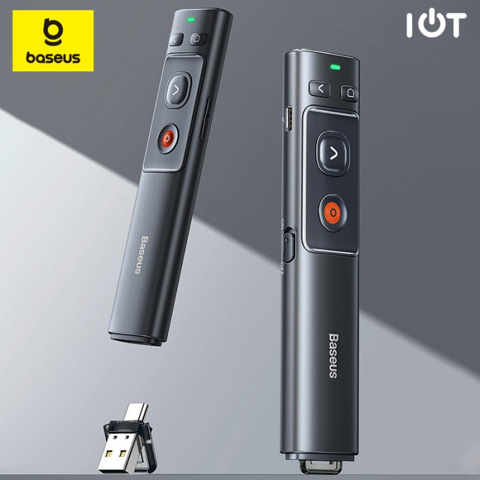 Baseus Orange Dot Wireless Presenter (Green Laser)(Charging) Grey