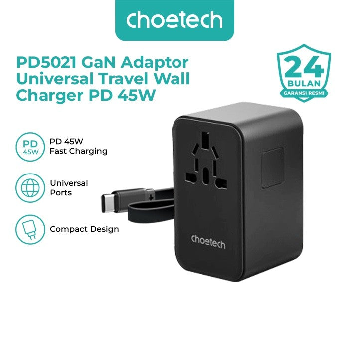 Choetech PD5021 GaN Adaptor Universal Travel Wall Charger PD 45W