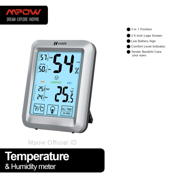MPOW Habor Hygrometer Indoor Thermometer with Touchscreen - HBHM220