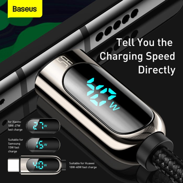 BASEUS Display Fast Charging Data Cable USB to Type-C 5A 1m - CATSK