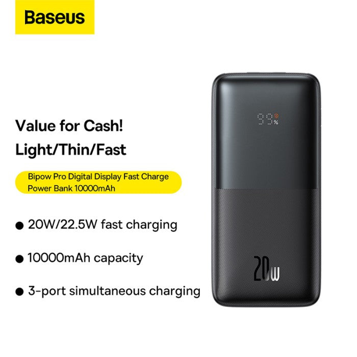 Baseus Bipow Pro Digital Display Powerbank Fast Charge 10000mAh 20W