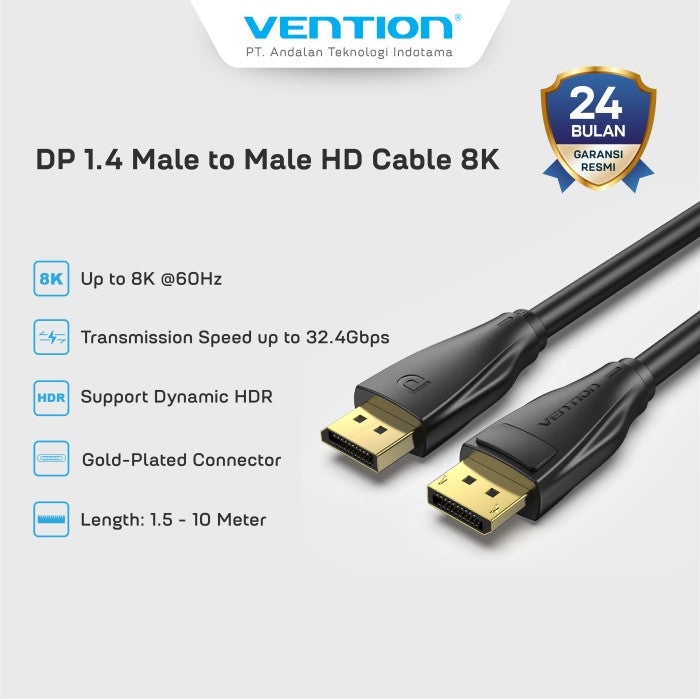 Vention Kabel Display Port DP Male to Male 4K 8K UHD 240 144Hz - HCD