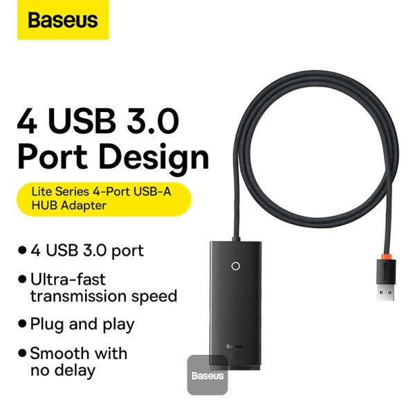 Baseus Hub Adapter Lite Series 1M 4 Port USB A to USB 3.0 - WKQX03