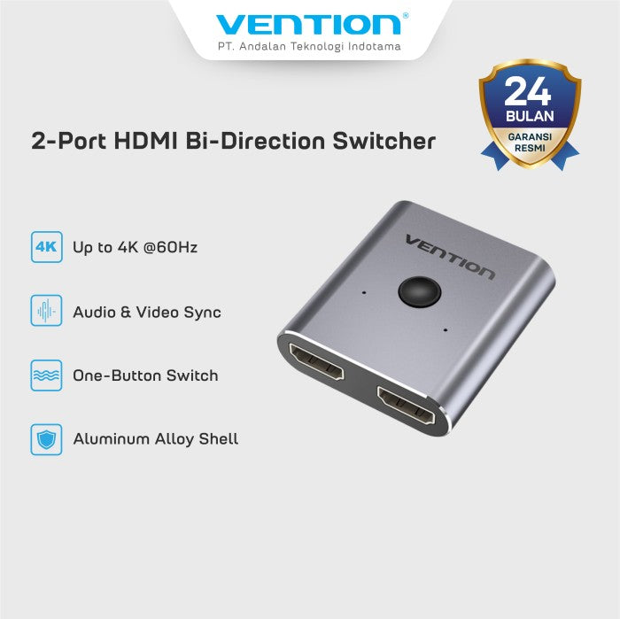 Vention HDMI Switcher Splitter 2 in 1 Out / 1 in 2 Out Bi-Directional - AFU