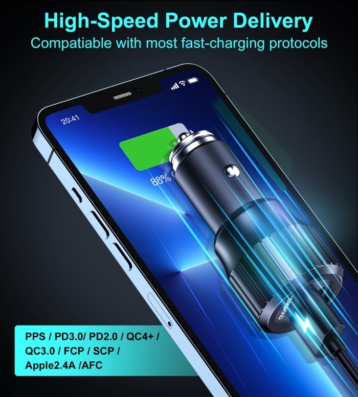 Choetech TC0010 Car Charger Mobil 63W 45W 25W PPS PD QC Dual USB A C