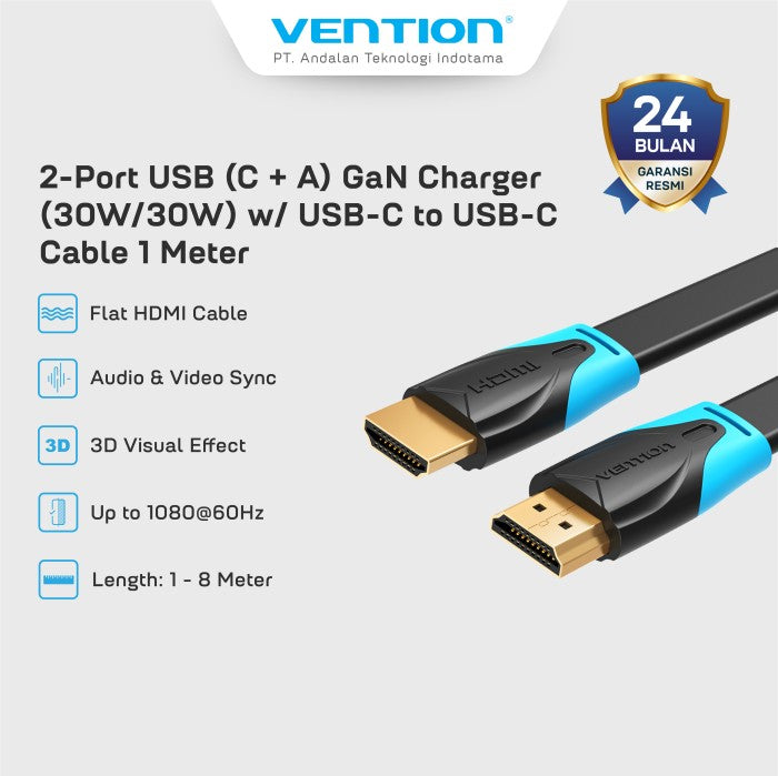 Vention Flat HDMI Cable Universal 4K 60Hz HDR - VAA-B02