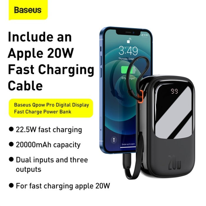 Baseus Qpow Pro Powerbank iP Edition 20000mAh 20W (Overseas Edition)