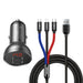 Baseus Digital Display Dual USB 4.8A Car Charger 24W+3in1 USB - TZCCBX