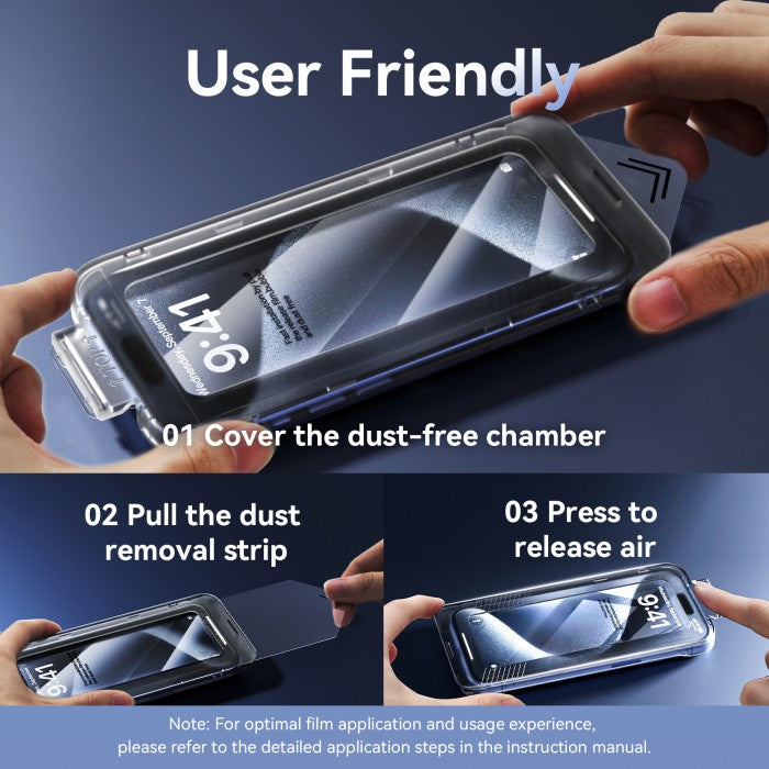 Vention HD Tempered Glass Screen Protector iPhone 16 Plus Pro Max 6.1 6.3 6.7 6.9 Inch Dust Free Installation Tool - KUQ