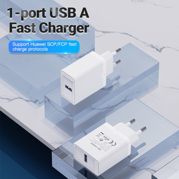 Vention Kepala Charger 1 Port USB A 22.5W EU QC 3.0 Fast Charging iPhone Xiaomi Samsung - FAC