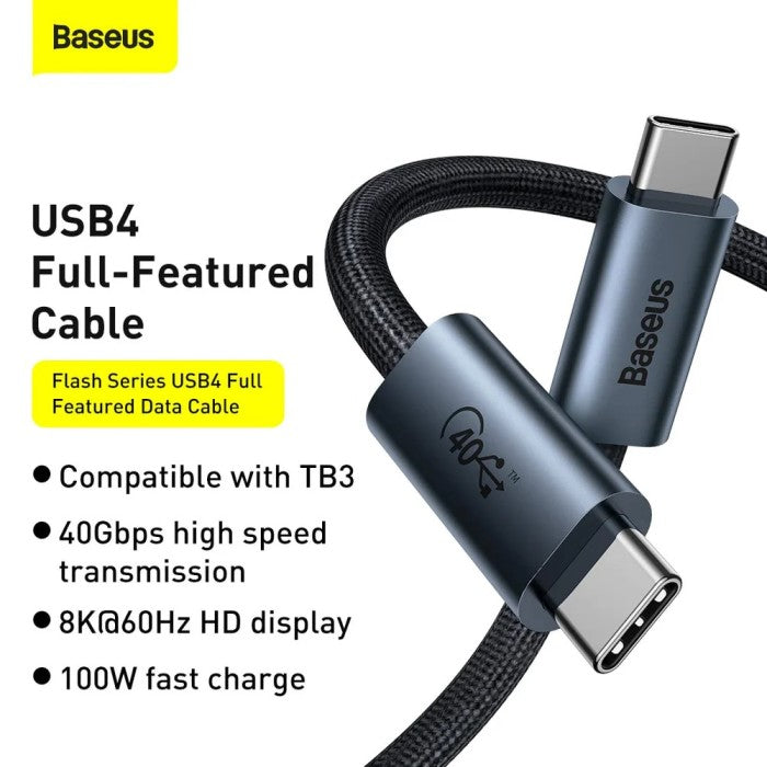 BASEUS Flash Series USB4 Full Featured Data Cable Type-C to C 100W