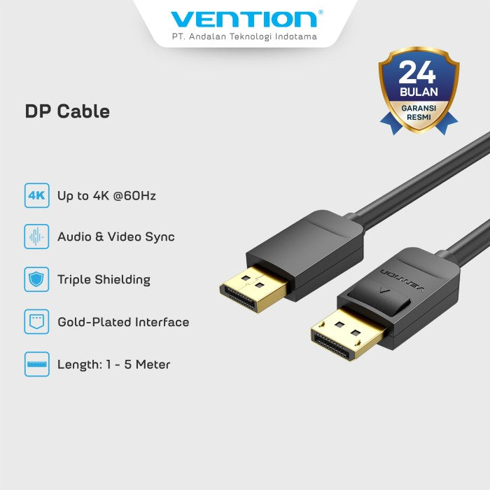 Vention Kabel DP Display Port Male to DP Display Port 4K 60Hz 21.6Gbps 3D Male to Male 1M 2M 3M 5M  - HAC