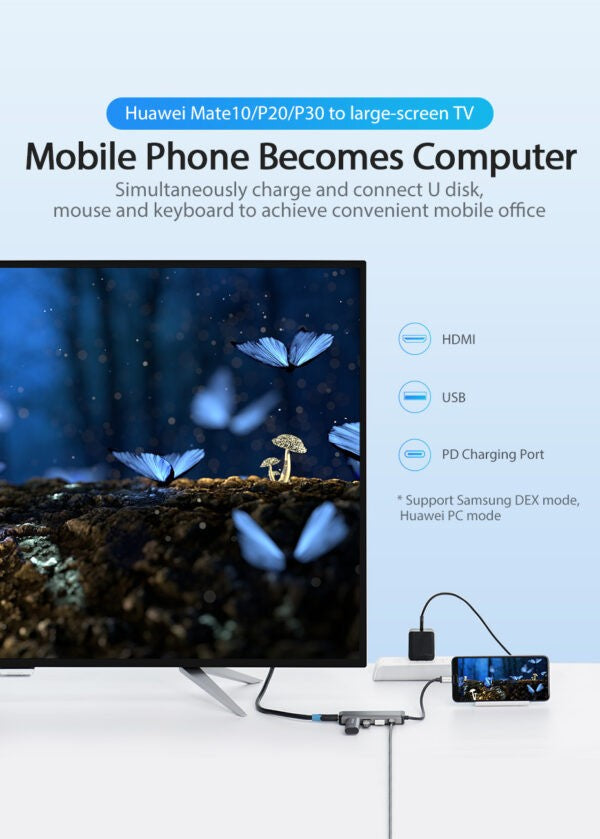 Vention Converter USB Type C to HDMI USB 3.0 PD 0.15M Metal Type - CNB
