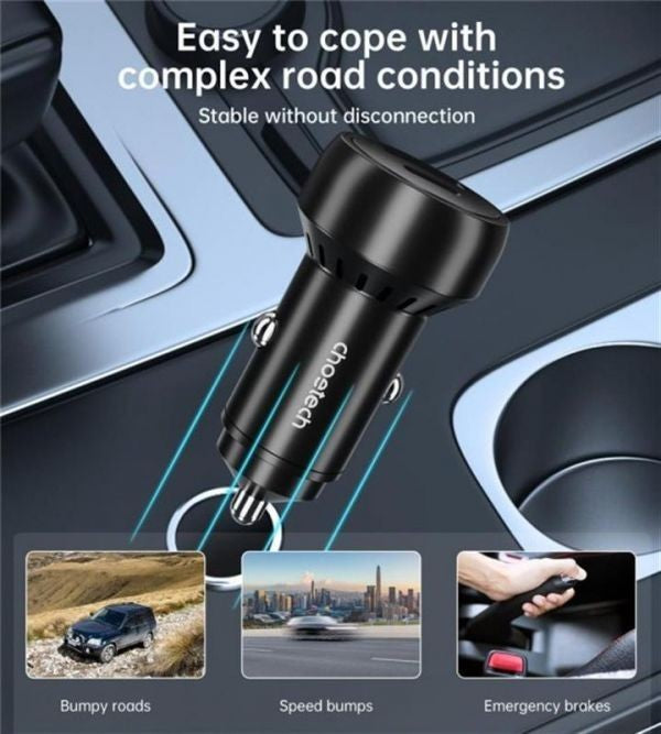 Choetech TC0014 Car Charger Mobil 60W 30W PD PPS QC Dual USB Type A/C