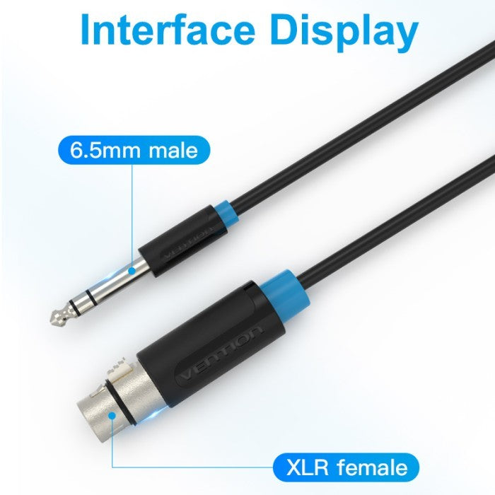 Vention Kabel Audio AUX 6.5mm TRS Male To XLR Female Jack Audio Cable 10M 15M - BBE