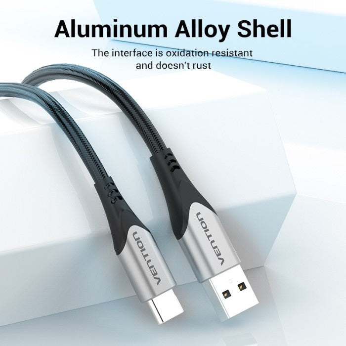 Vention Kabel Charger USB To Type C 3A Fast Charging Cotton Braided - COD