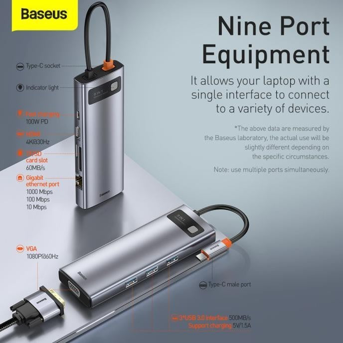 Baseus Metal Gleam Series 9-in-1 Multifunctional Type-C HUB Docking