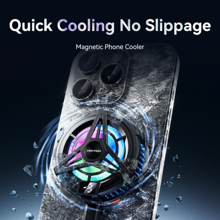 Vention Kipas Pendingin Magnetic Mobile Phone Fan Cooler with 3 Gear Adjustment LED - KQK