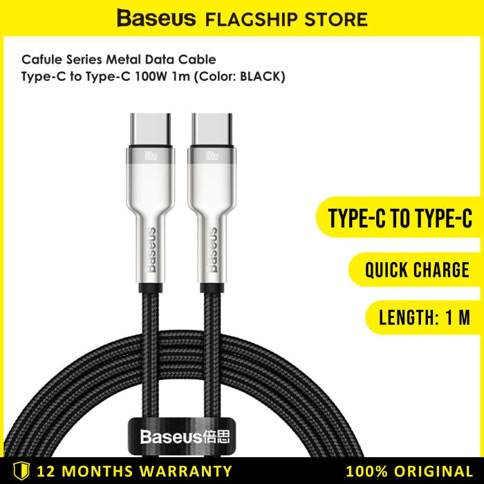 BASEUS Cafule Series Metal Data Cable C to C 100W 1m -CATJK-C