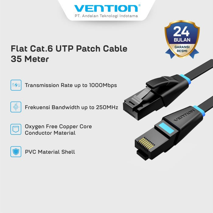 Vention Kabel LAN Flat Cat.6 UTP Patch Cable RJ45 1000Mbps 15M 20M 30M 35M 40M  50M - IBJ
