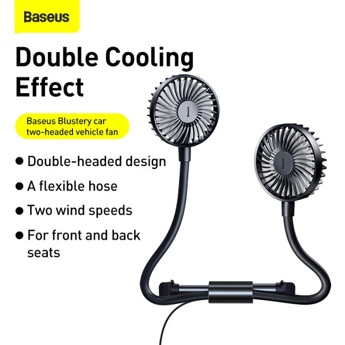 BASEUS Blustery Car Two-Headed Vehicle Fan - CXJF