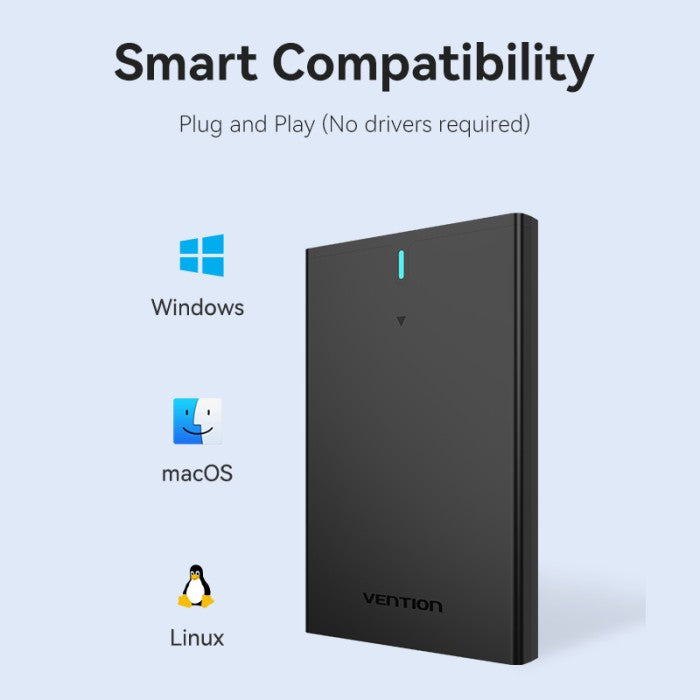 Vention Cassing HDD 2.5 Inch SATA Hard Drive Enclosure Free Kabel USB 3.1 Gen 2 C 6Gbps - KPB