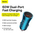 BASEUS Golden Contactor Max Dual Fast Charger Car Charger U+C 60W CGJM