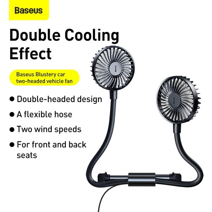 Baseus Blustery Two-Headed Vehicle Fan - CXJF