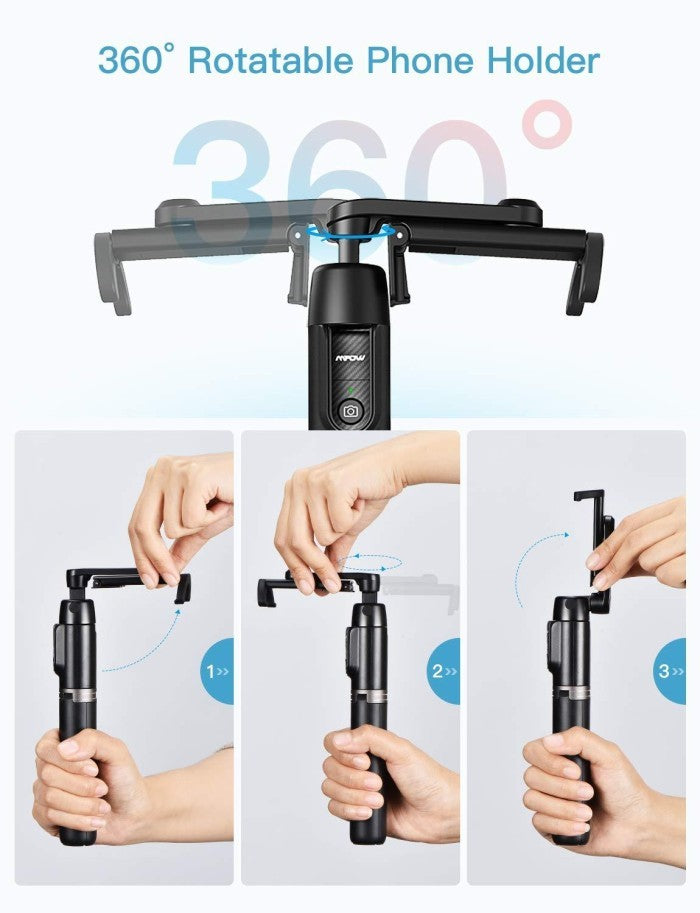 Mpow Selfie Stick Tripod with 360° Rotation Bluetooth Remote Control