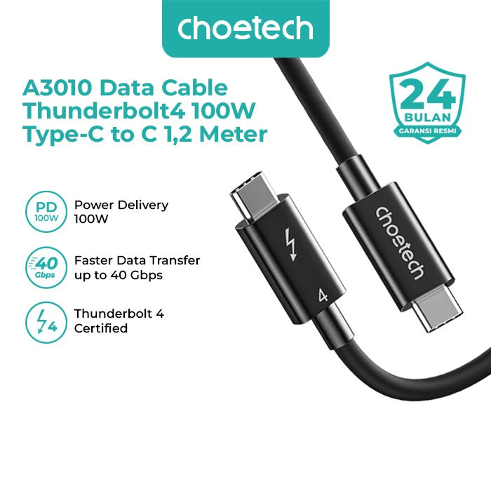 Choetech A3010 Data Cable Thunderbolt4 100W Type C to C 1.2M